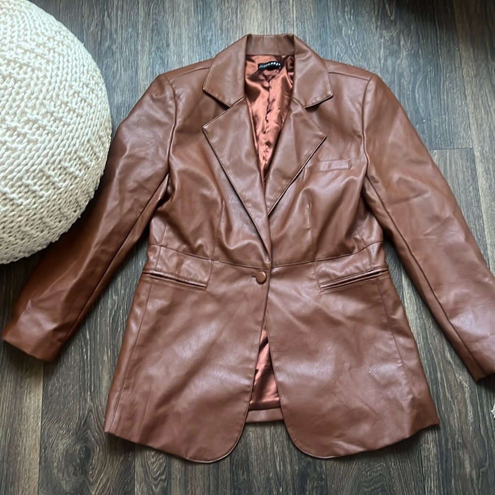 JLUX LABEL LEATHER BLAZER